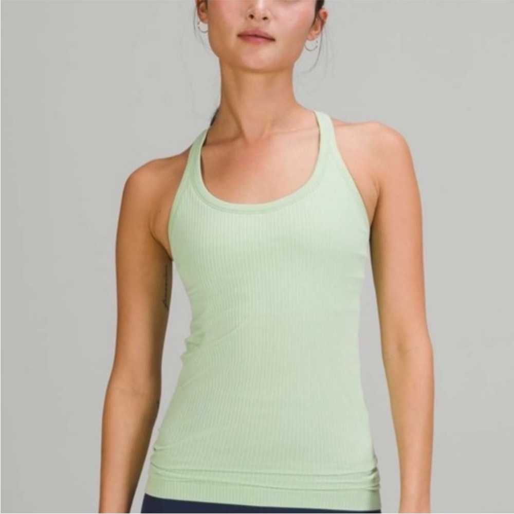 LULULEMON Align Mint Green Ribbed Tank Top w/ Built In Bra & Removable Cups